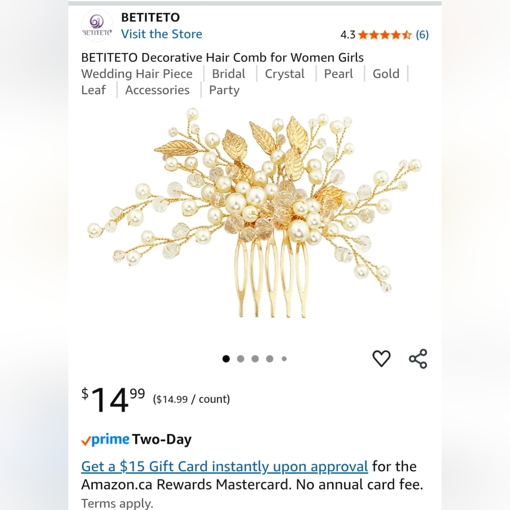 Gold Bridal Hair Comb